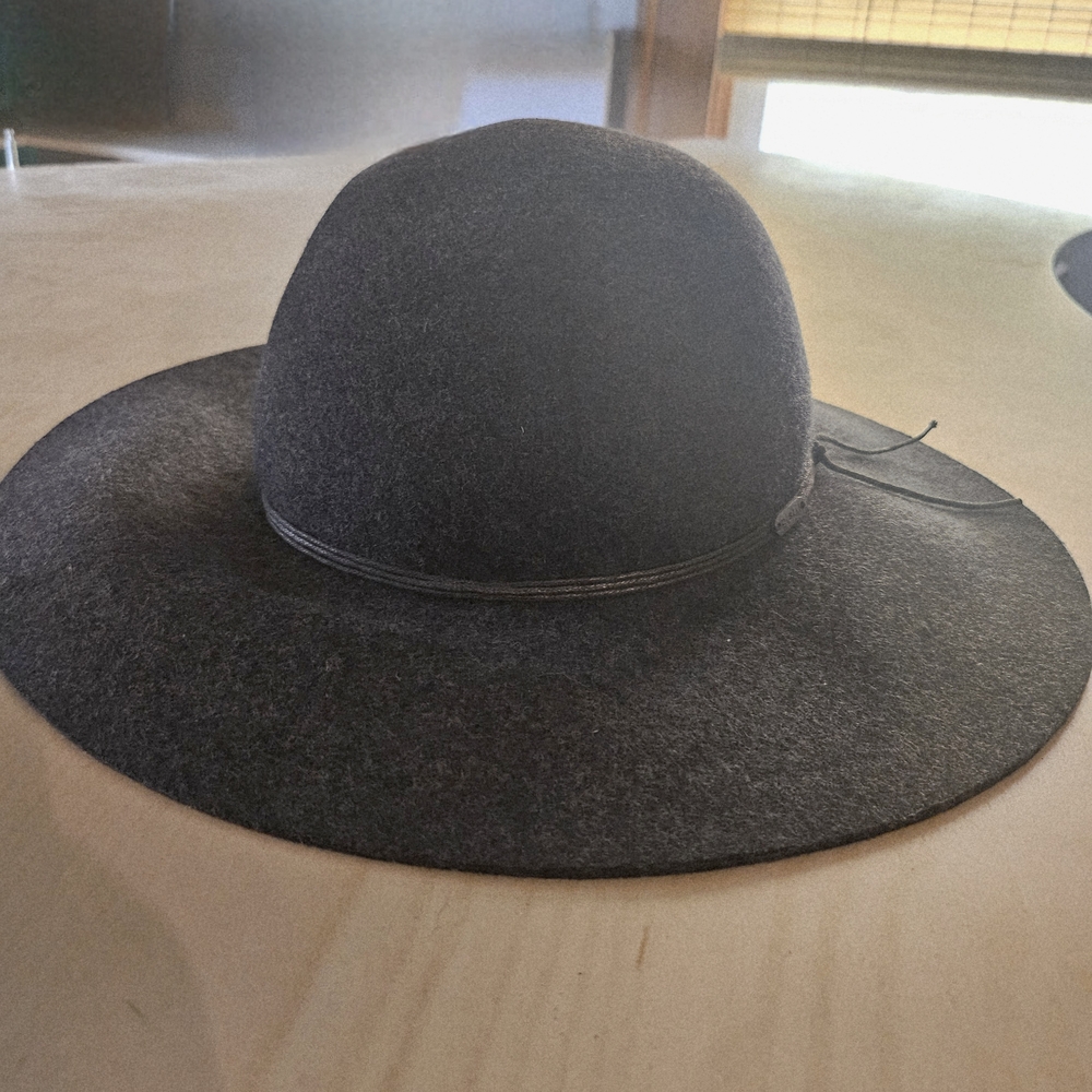 pistil Wide-Brim Felt Hat in Black with Thin Band